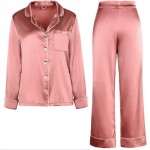 Ladies Pyjamas Set Womens Silk Satin Pajamas Set Long Sleeve Sleepwear Loungewear for All Seasons MIC1510637209