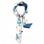 blue Flower Custom Print Silk Skinny Scarf MIC1754504301